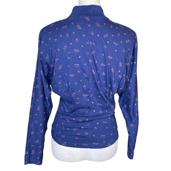 Fashion Force Vintage 80s Eclectic Mock Neck Top Geometric Primary Color Print M - Picture 5 of 9